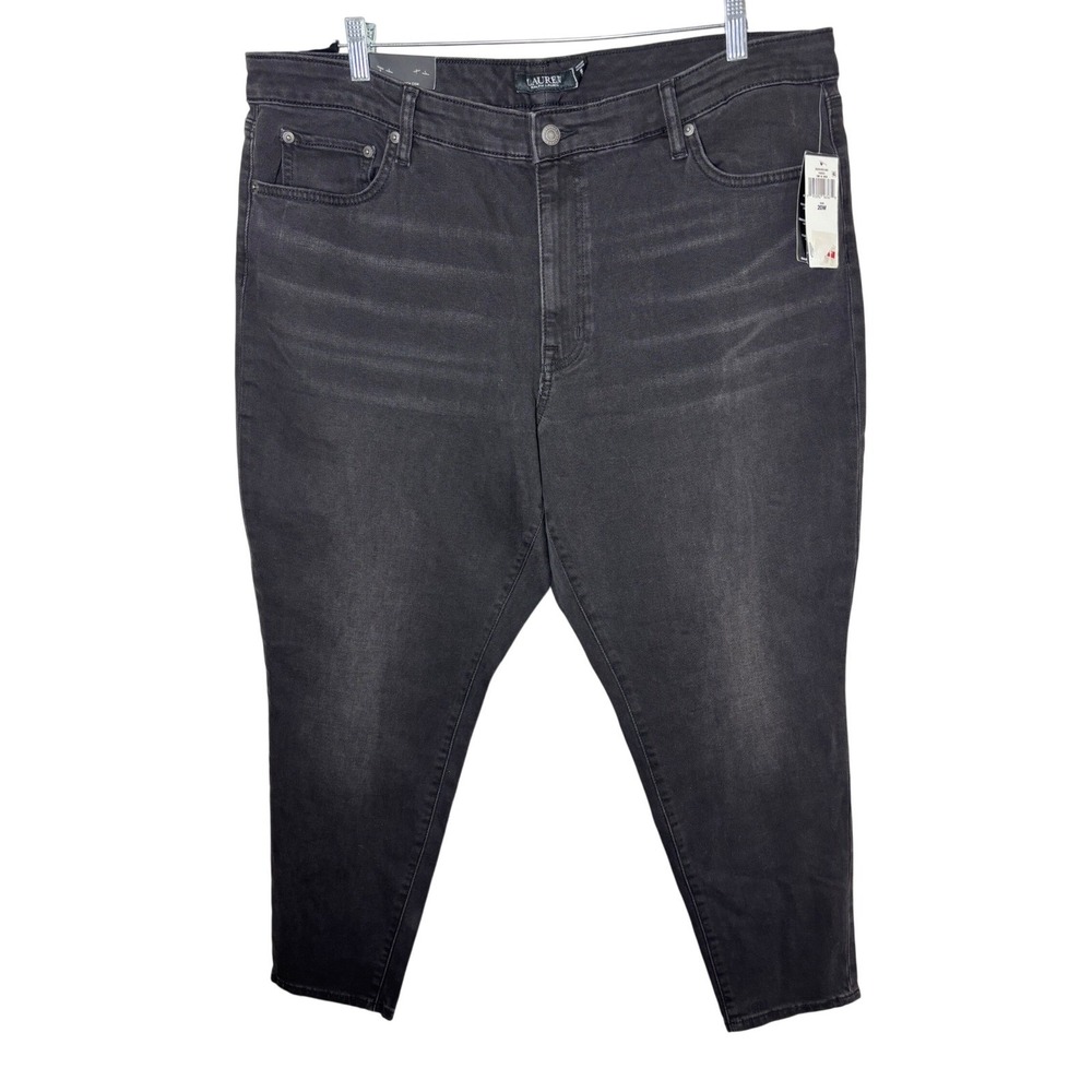 Lauren Ralph Lauren Womens 20W High Rise Skinny Ankle Jeans Empire Black Stretch